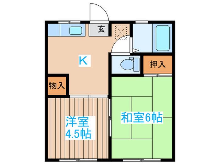 コーポ西多賀(2K/2階)の間取り写真