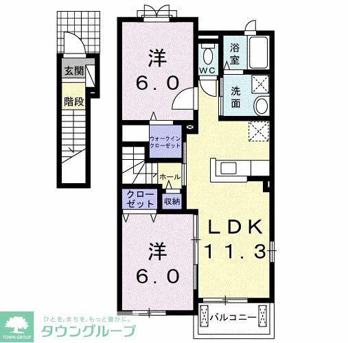 ルミエールM(2LDK/2階)の間取り写真