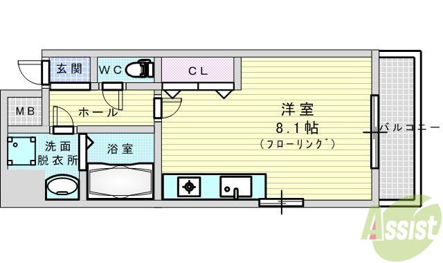 アーデン江坂2(ワンルーム/2階)の間取り写真