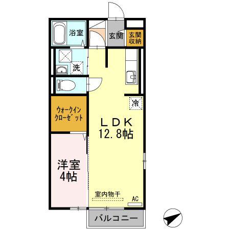 サウスグラース(1LDK/2階)の間取り写真