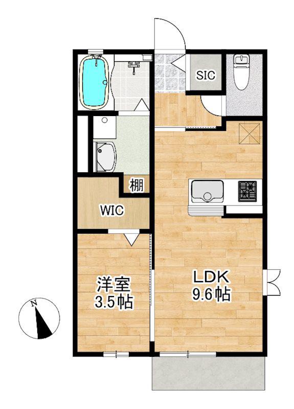 DOMANI(1LDK/2階)の間取り写真