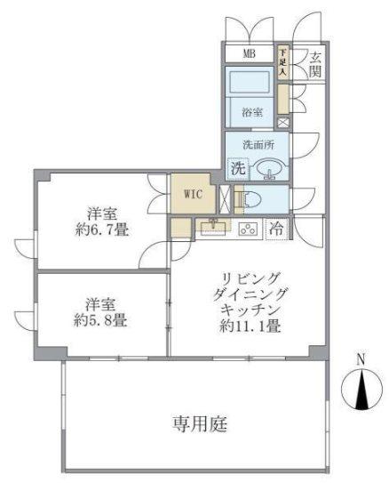 KDXレジデンス杉並方南町(2LDK/1階)の間取り写真