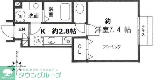ベルコート朝霞(1K/1階)の間取り写真