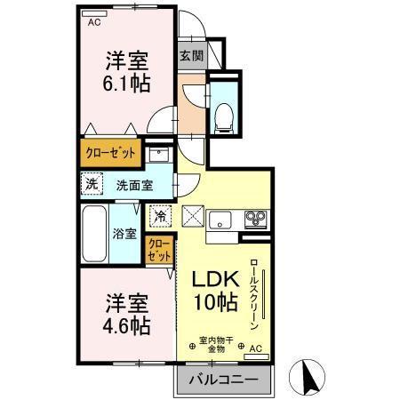 D-ROOM嶋南(2LDK/1階)の間取り写真