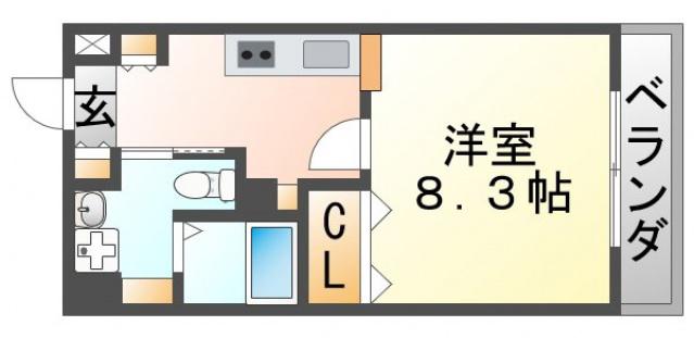ドライバウム江坂(1K/9階)の間取り写真