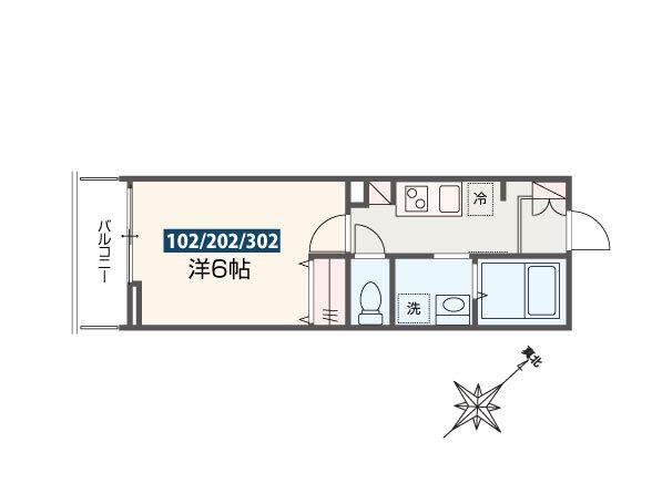 MELDIA八千代台II(1K/3階)の間取り写真
