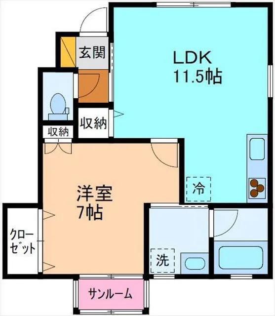 富山地鉄本線 新庄田中駅 徒歩3分 2階建 築3年(1LDK/1階)の間取り写真