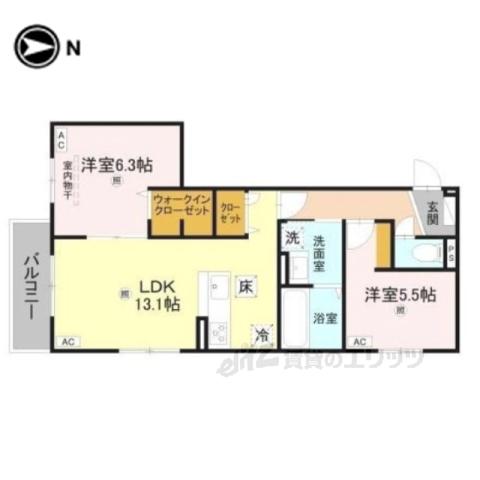RETOLIA小綱(2LDK/2階)の間取り写真