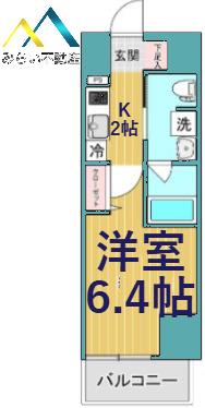 SHOKEN RESIDENCE横浜戸部(1K/6階)の間取り写真