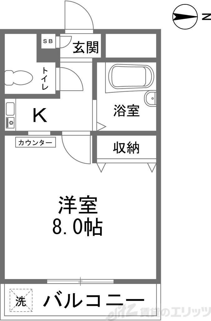 プレジデント瑞光(1K/8階)の間取り写真