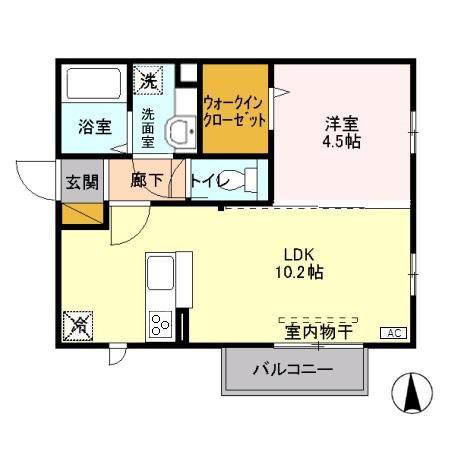 蔵漆倶北館(1LDK/2階)の間取り写真