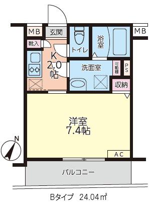 フォルトゥナ元町(1K/3階)の間取り写真