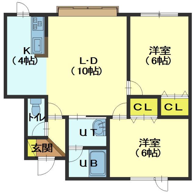 サンライフ亀田港VI(2LDK/1階)の間取り写真