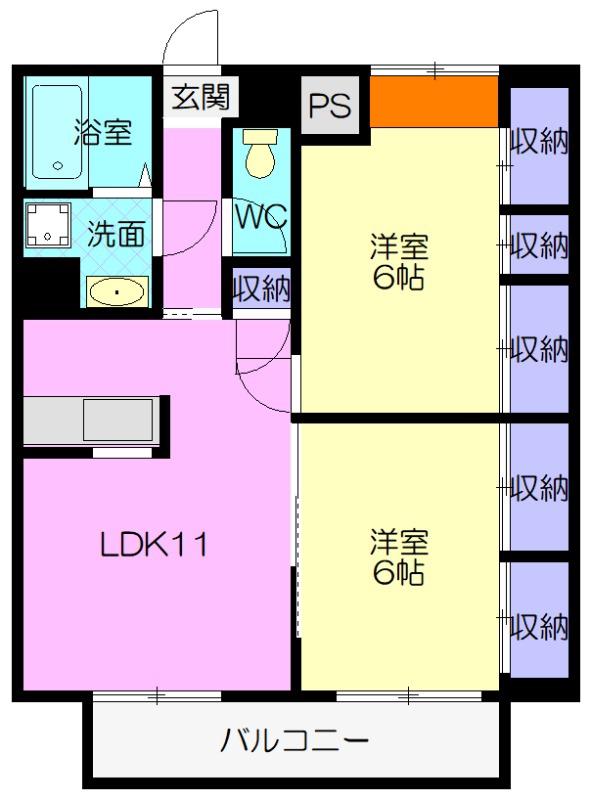 シャルマンソレイユA B(2LDK/1階)の間取り写真