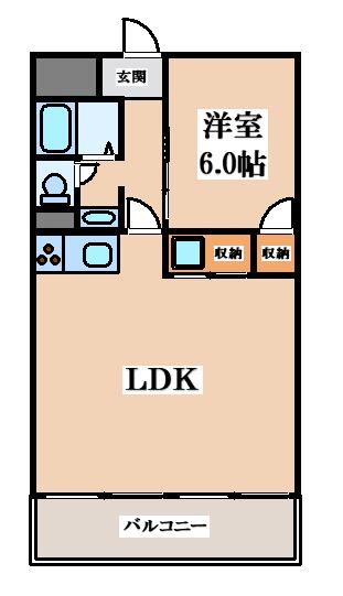 松栄畷ハイツ(1LDK/2階)の間取り写真