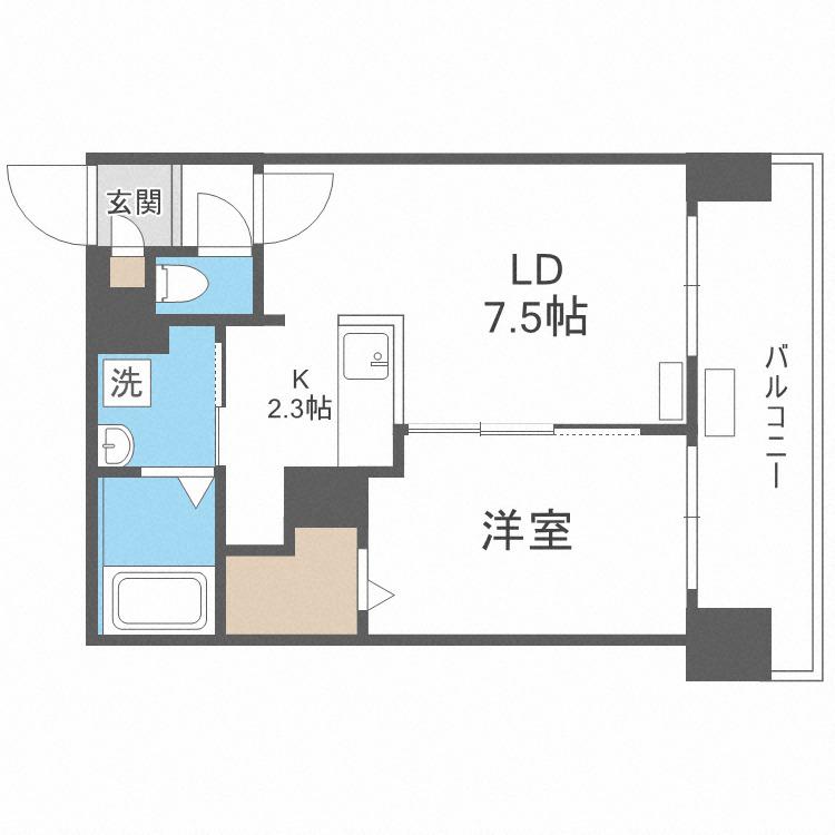 サンコート円山ガーデンヒルズ(1LDK/5階)の間取り写真