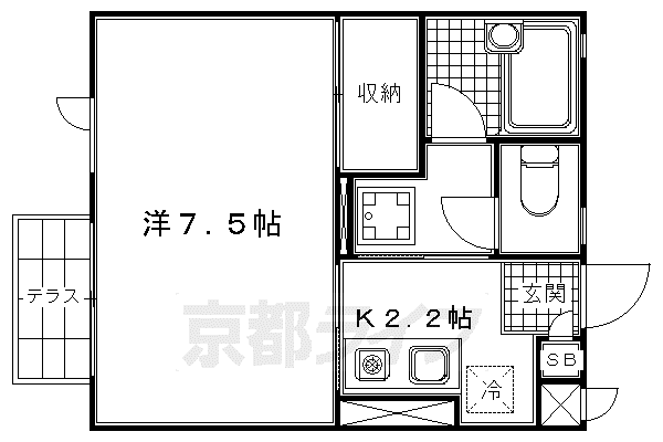 ドゥ・ライフ壬生川(1K/2階)の間取り写真
