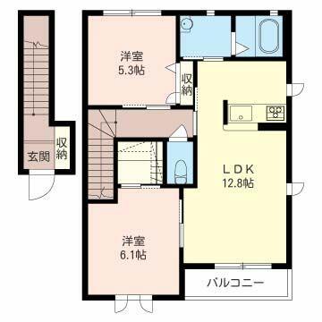 ブルームC(2LDK/2階)の間取り写真