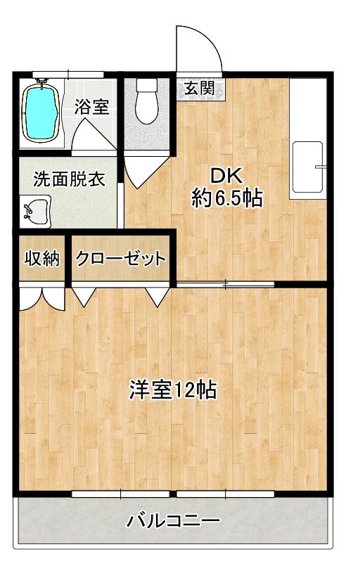 ハイツアダチ(1DK/2階)の間取り写真