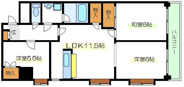 レピドール福田II(3LDK/11階)の間取り写真