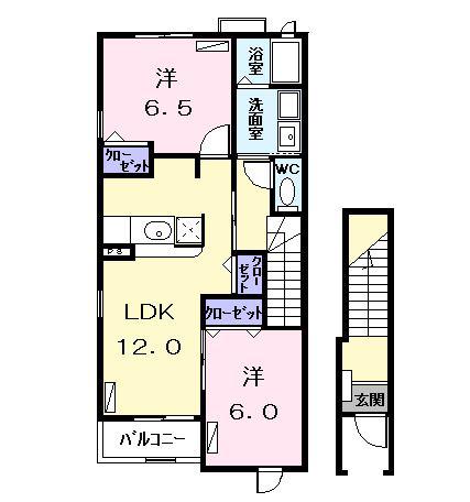 セイント スクエア(2LDK/2階)の間取り写真
