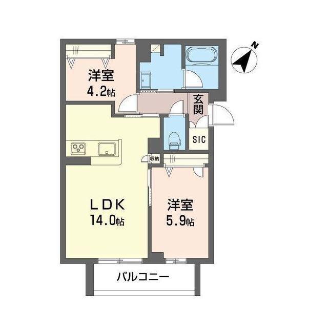 磯子区丸山1丁目マンション(2LDK/3階)の間取り写真