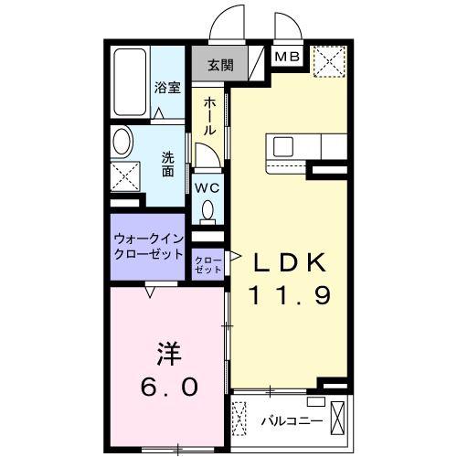 プレッソ リンクウ(1LDK/2階)の間取り写真
