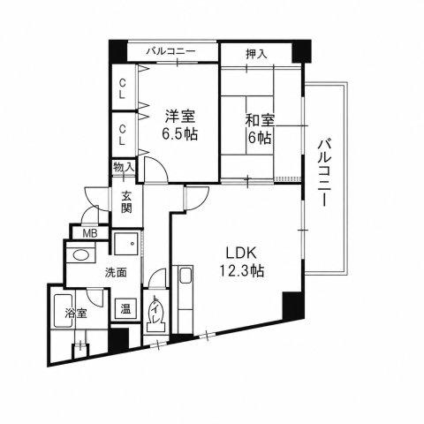 グランドール有本(2LDK/2階)の間取り写真