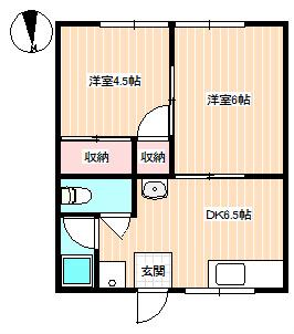 コーポふじ(2DK/2階)の間取り写真