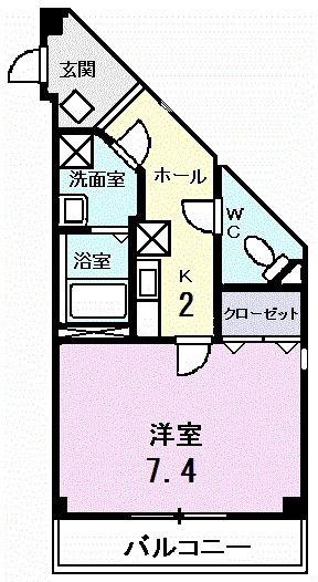 カーサ ヴェルデ(1K/1階)の間取り写真