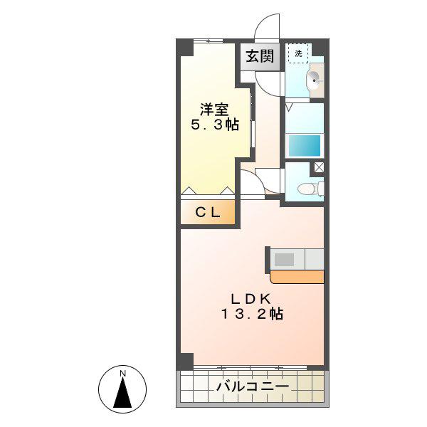 アーバンヒルズ城山(1LDK/6階)の間取り写真