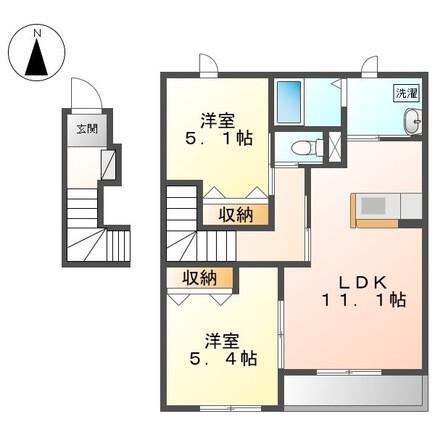 プルメリア加納(2LDK/2階)の間取り写真