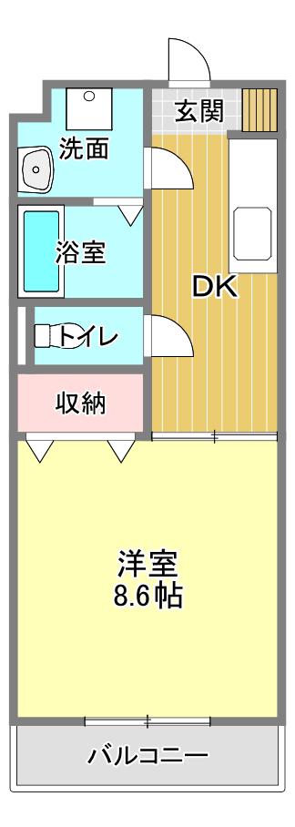 ピュアコート(1DK/1階)の間取り写真