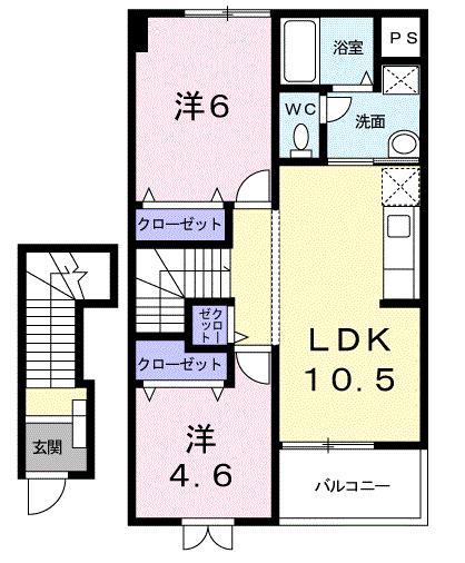 リビエラB(2LDK/2階)の間取り写真