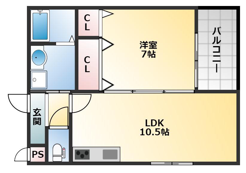 フジパレスパルトネールさとのIII番館(1LDK/3階)の間取り写真