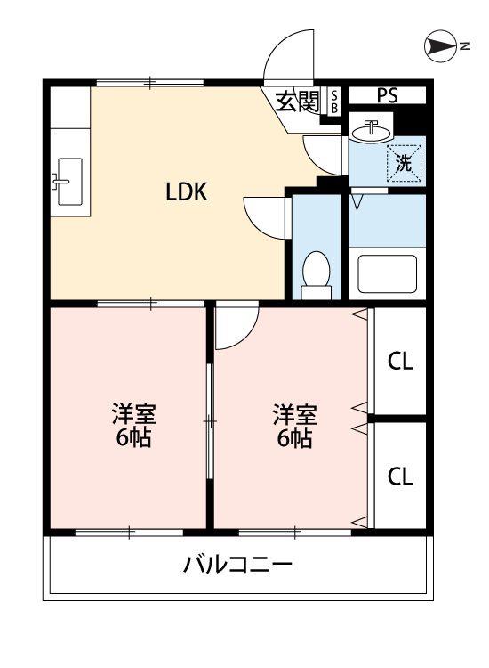 LAMOUR ASO(2LDK/3階)の間取り写真