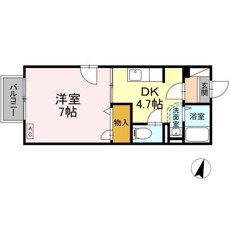 サンパティーク(1DK/1階)の間取り写真
