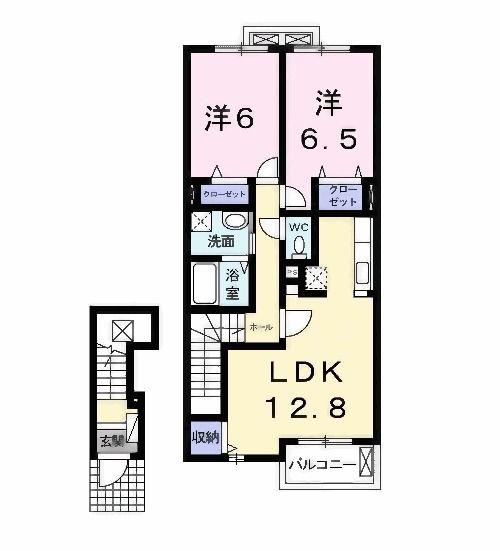 アンジュ・ボワA(2LDK/2階)の間取り写真