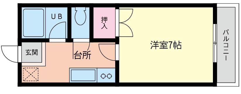 エスコートパートII(1K/2階)の間取り写真