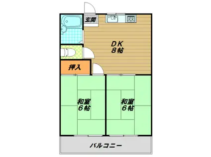 小西ハイツ(2DK/1階)の間取り写真