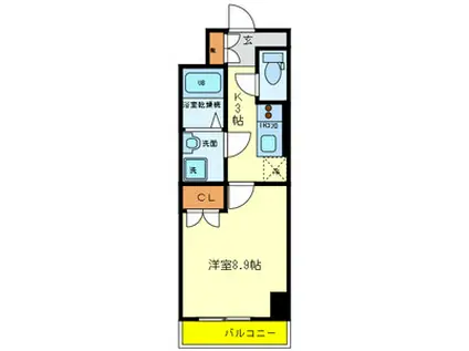 フラッツミナグチ(1K/6階)の間取り写真