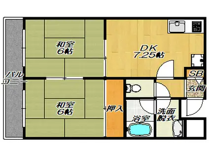 コーポラスサタ(2DK/4階)の間取り写真