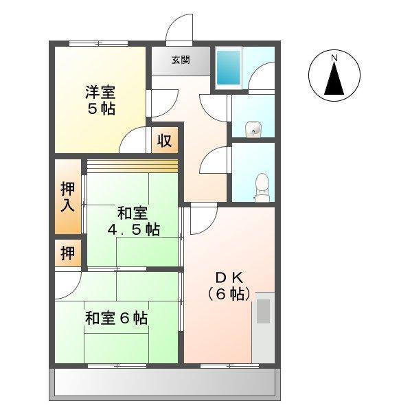 旭マンション(3DK/3階)の間取り写真