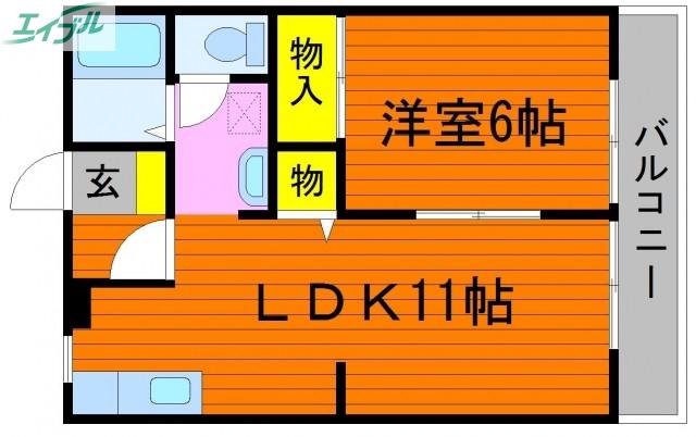 モデラート21 B棟(1LDK/1階)の間取り写真