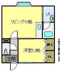 中出コーポ(1DK/2階)の間取り写真