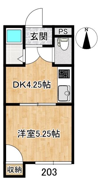 スプルート16(1DK/2階)の間取り写真