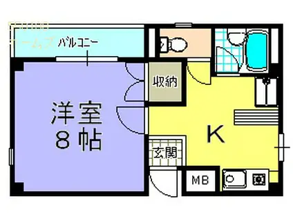 シティハイツ紬(1K/2階)の間取り写真