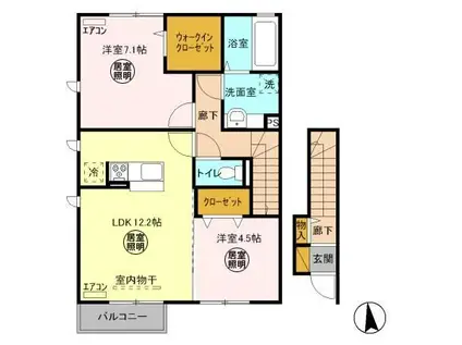 WILDFLOWER(2LDK/2階)の間取り写真