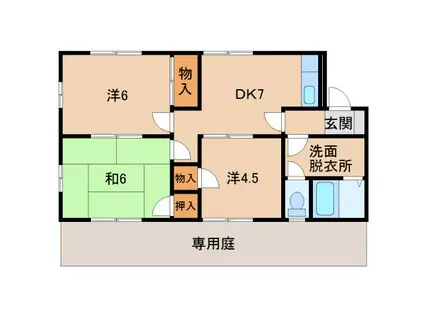 メゾンおかもと(3DK/1階)の間取り写真