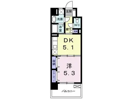 フォーウィルズコートII(1DK/8階)の間取り写真